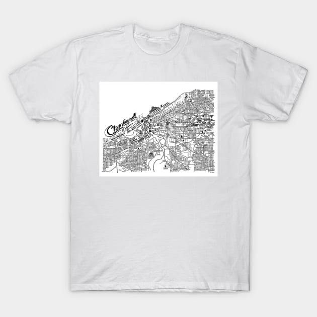 Cleveland Ohio Map T-Shirt by fiberandgloss